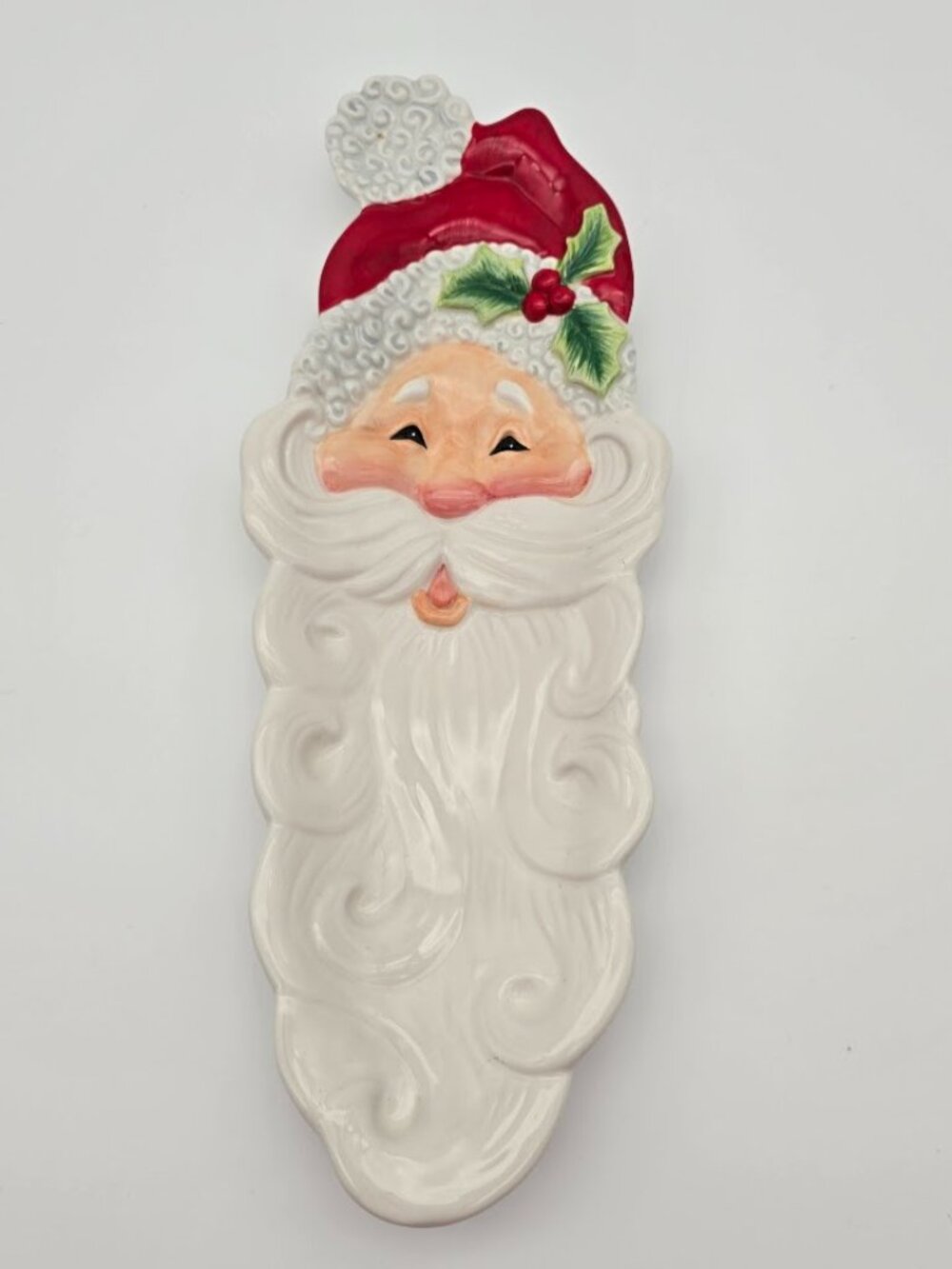 Fitz & Floyd Santa Claus Snack Tray Ceramic Christmas Dish Therapy Plate Vintage